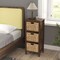 Costway 1/2 PCS 3-Tier Nightstand with 3 Seagrass Baskets Rubber Wood X-Shaped Frames 3 Drawers